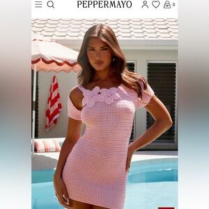 Worn once Peppermayo Exclusive - Camryn Crochet Mini Dress - Pink size S/M